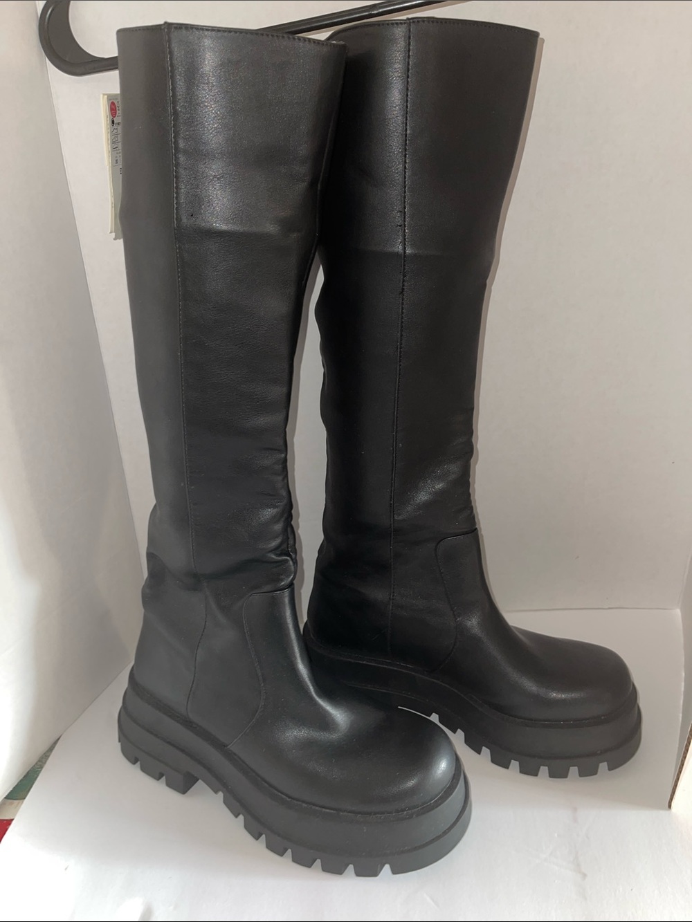 Zara Black Chunky Lug Over-the-Knee Boots